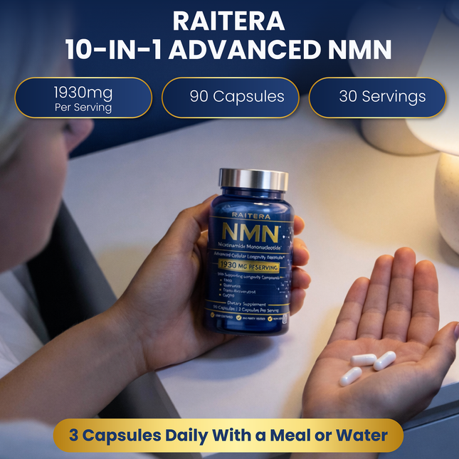 NMN Supplement 1000mg – 10 in 1 Advanced NAD+ Support with Quercetin, TMG, Resveratrol, ALA, CoQ10 & Apigenin – NMNH Alternative for Women & Men – Supports Cellular Energy & NAD+ Levels